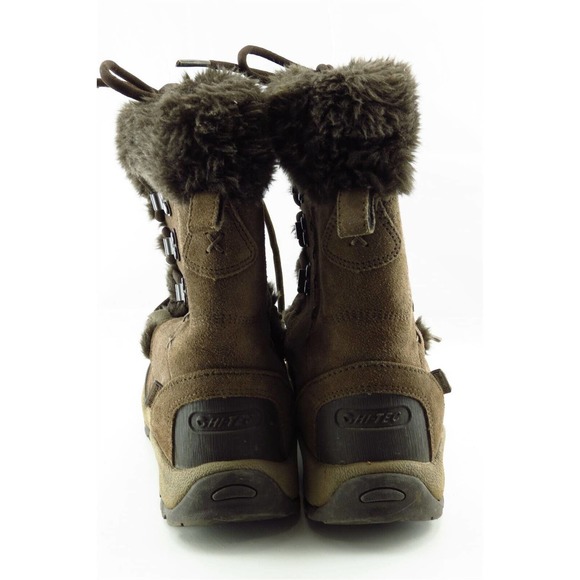 Hi-Tec Boot Sz 8 M Snow Boot Round Toe Brown Leather Women - Picture 5 of 7